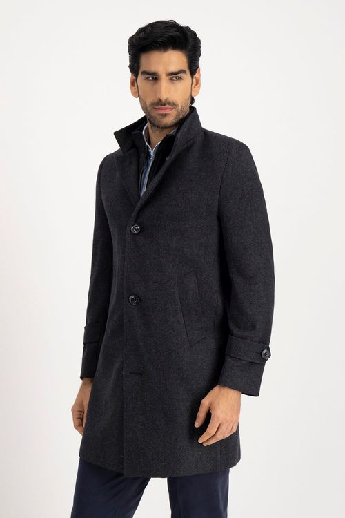 Abrigo Slim Fit Gris Oxford
