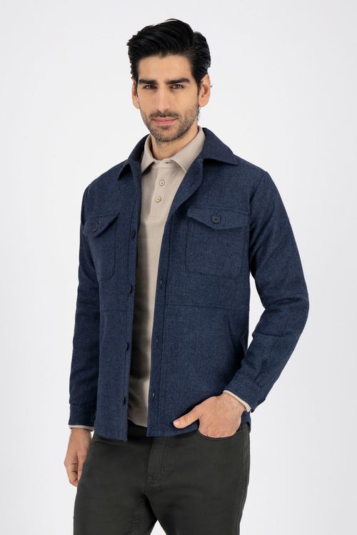 Camisa Casual Bio Tencel Slim Fit Azul Marino