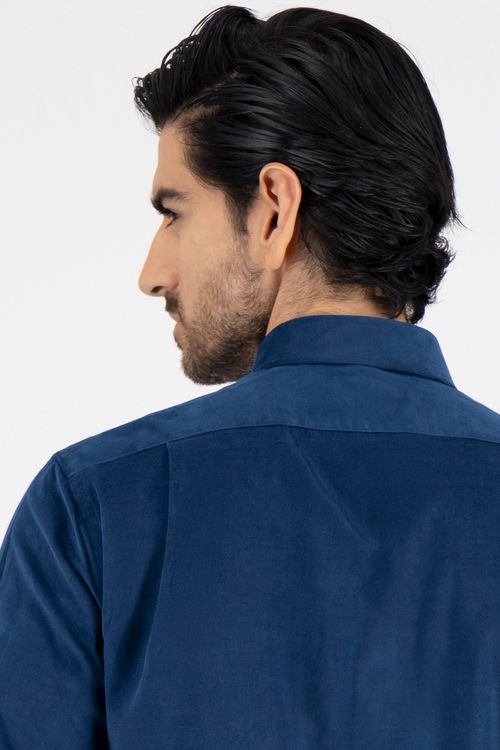 Camisa Casual Premium Cotton Slim Fit Azul