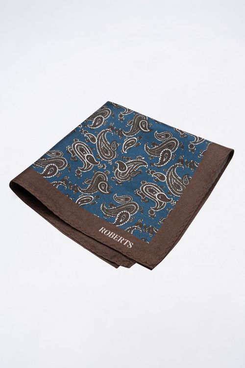 Pañuelo De Bolsillo De Seda Azul