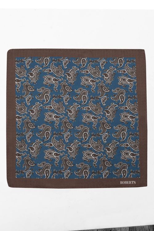 Pañuelo De Bolsillo De Seda Azul