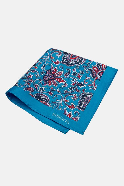 Pañuelo De Bolsillo De Seda Azul