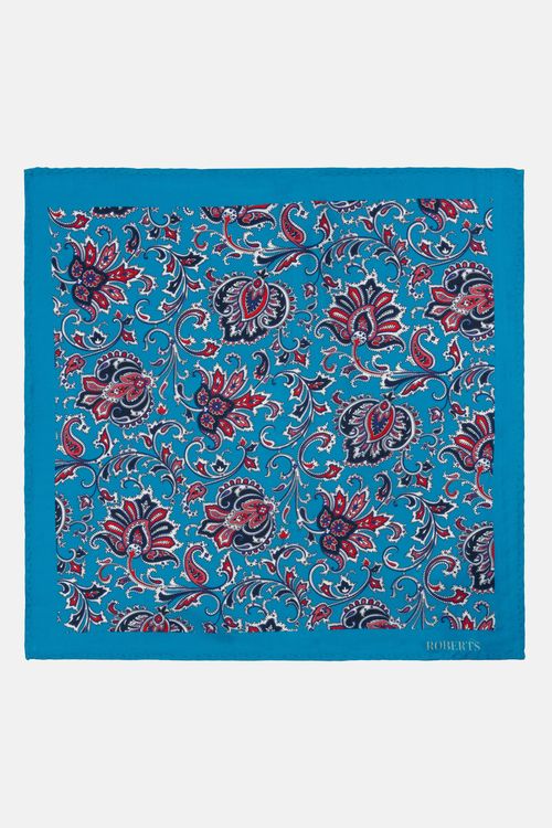 Pañuelo De Bolsillo De Seda Azul