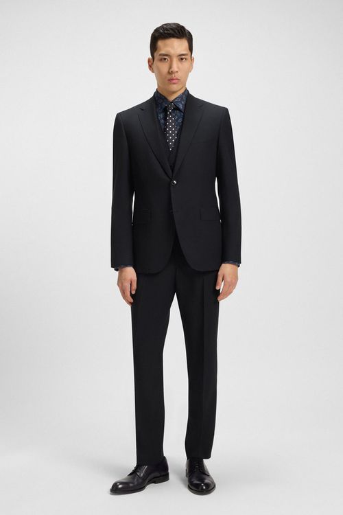 Traje Regular Fit De Lana Elástica Con Microestampado