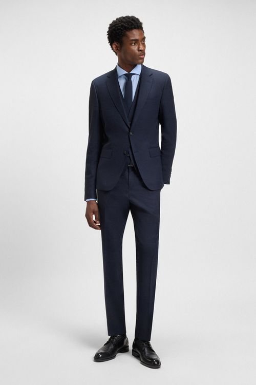 Camisa Slim Fit De Sarga De Algodón Con Microestampado