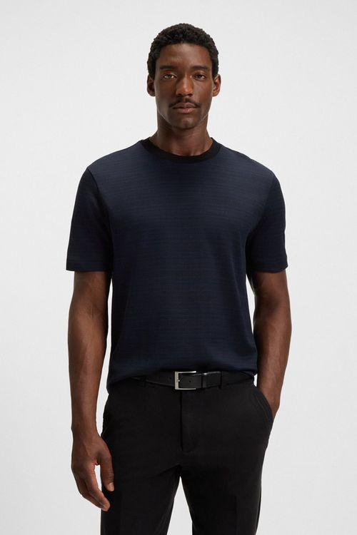 Camiseta De Algodón Mercerizado Con Diseño De Cuadrícula