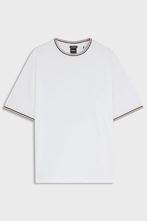 Camiseta De Algodón Mercerizado Con Puños A Rayas