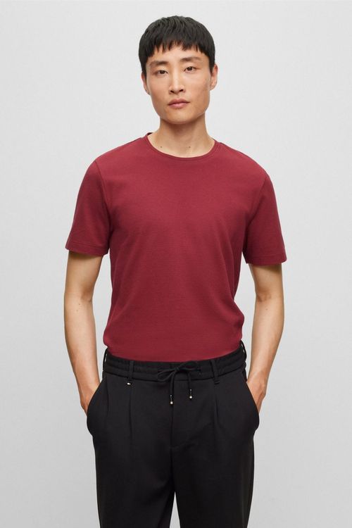 Camiseta en mezcla de algodón con estructura de jacquard de burbujas