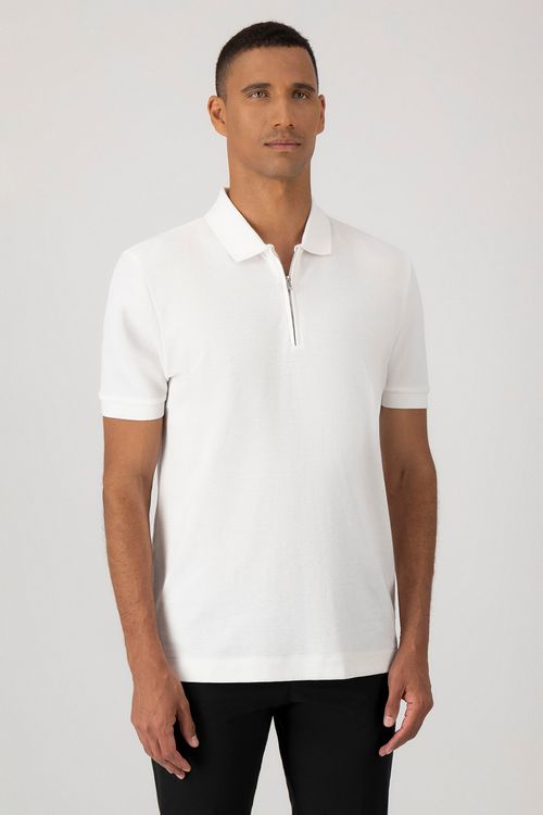 Playera Polo Slim Fit En Mezcla De Algodón Y Modal Con Cierre