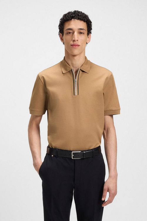 Polo De Algodón Mercerizado Con Tapeta De Cremallera