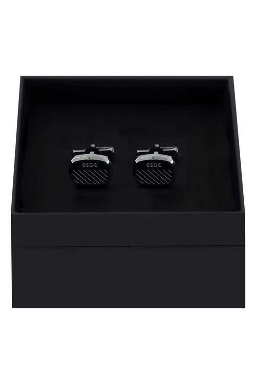 Gemelos cuadrados con inserto de metal texturizado