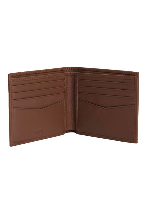 Cartera Plegable De Piel Granulada Con Logo Metálico