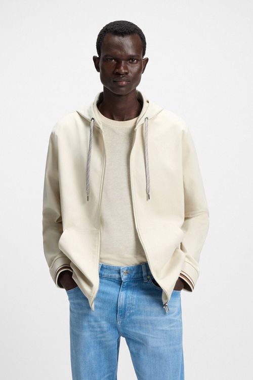 Sudadera Con Capucha De Algodón Con Cremallera Y Cordones Estampados