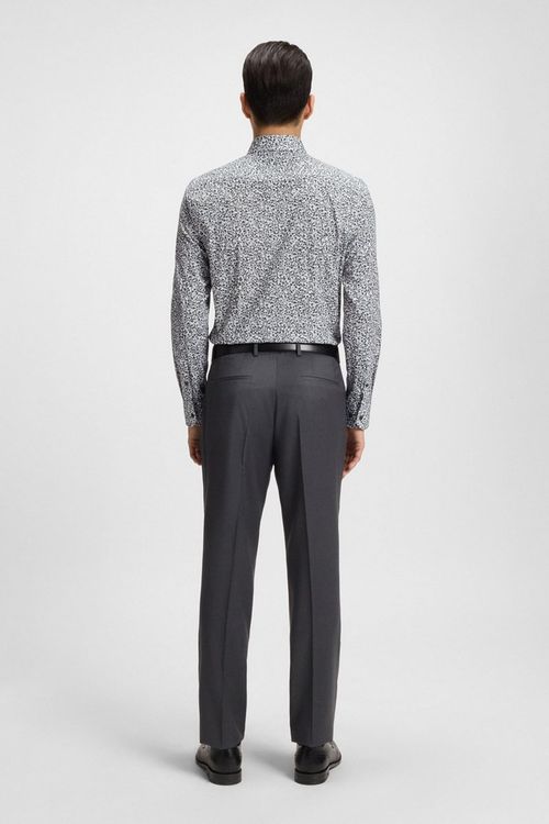 Camisa Slim Fit En Popelín De Algodón Elástico Con Estampado Floral