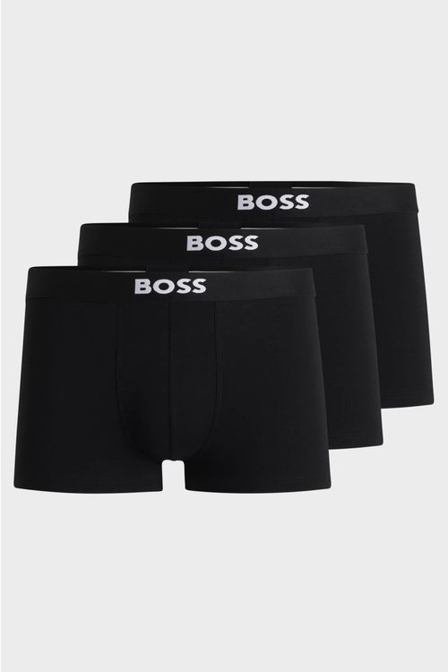Paquete de tres calzoncillos de algodón elástico con logo en la cintura