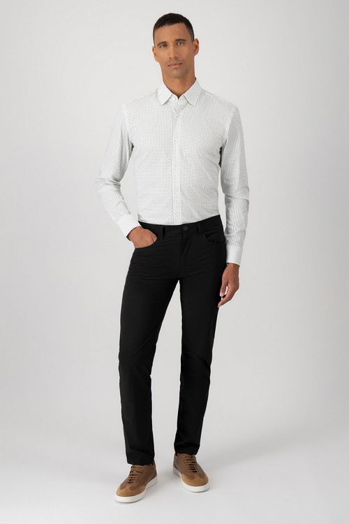 Camisa Slim Fit En Popelín De Algodón Elástico Con Estampado Punteado