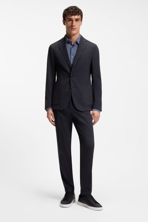 Pantalones Slim Fit Plegables De Mezcla De Lana Lavable