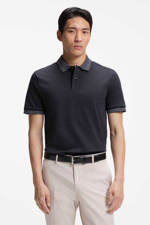 Polo Slim Fit De Algodón Mercerizado Con Detalles De Rayas