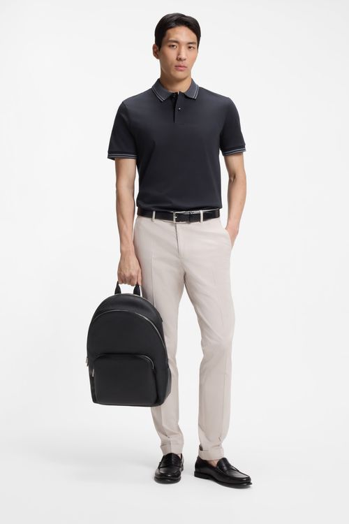 Polo Slim Fit De Algodón Mercerizado Con Detalles De Rayas