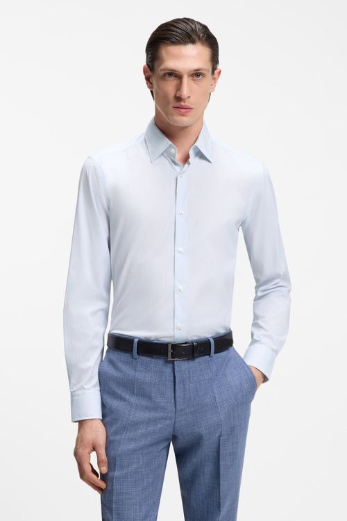 Camisa Slim Fit En Tejido Elástico Técnico A Rayas