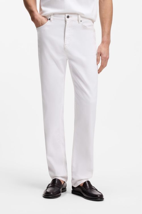Jeans De Cinco Bolsillos En Tejido Jeans Elástico Blanco