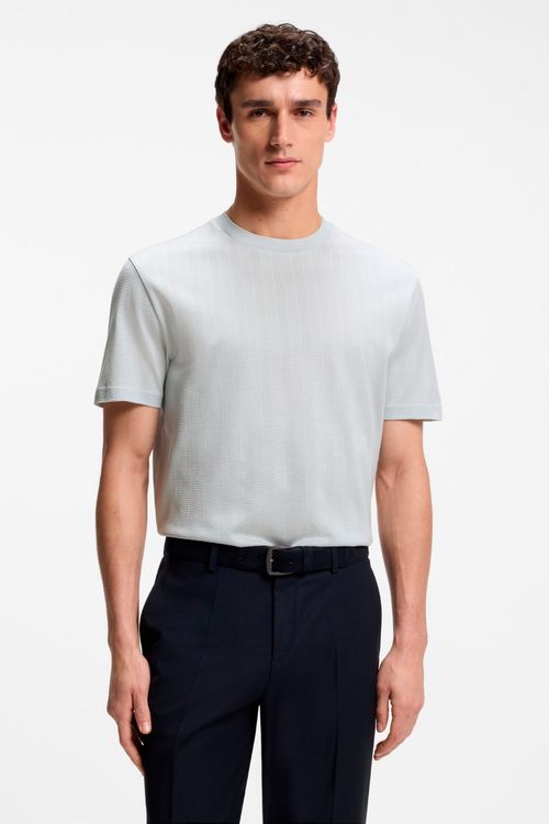 Camiseta Regular Fit De Algodón Con Estructura De Jacquard En Relieve