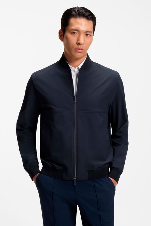 Chamarra Slim Fit En Tejido Elástico Con Microestampado