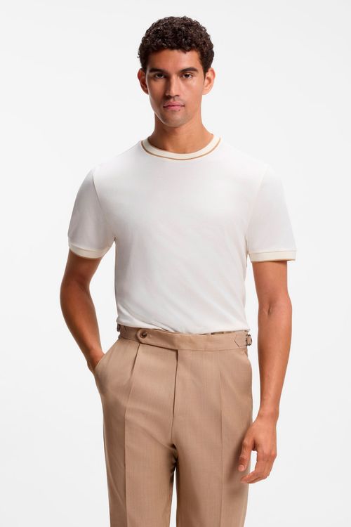 Camisa Regular Fit De Algodón Con Estructura Y Detalles De Ribetes