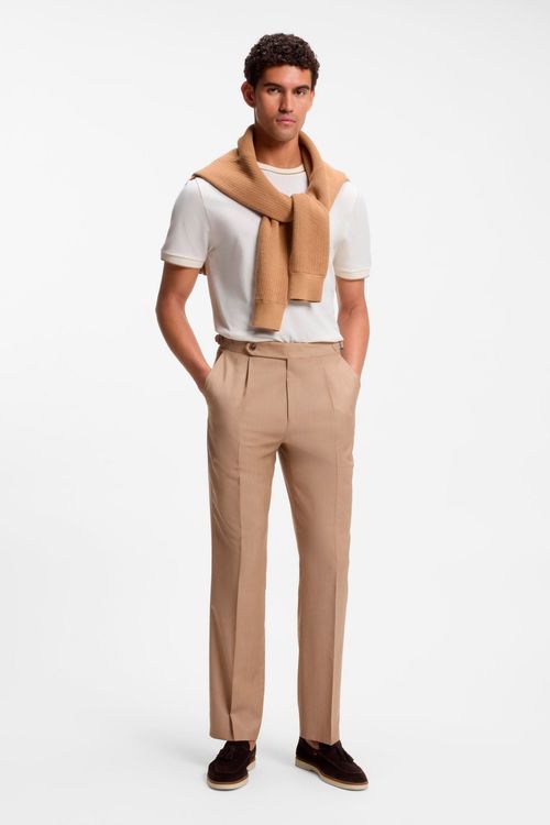 Camisa Regular Fit De Algodón Con Estructura Y Detalles De Ribetes
