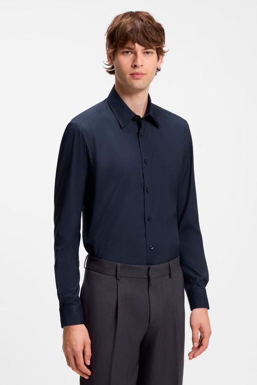 Camisa Regular Fit De Tejido Elástico Técnico