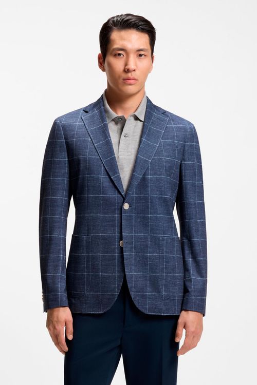 Saco Slim Fit En Punto Elástico A Cuadros