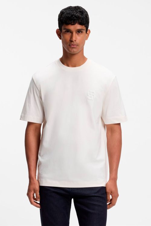 Playera Regular Fit De Algodón Con Parche De Monograma