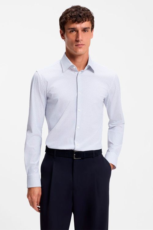 Camisa Slim Fit De Tejido Elástico Técnico Estampado