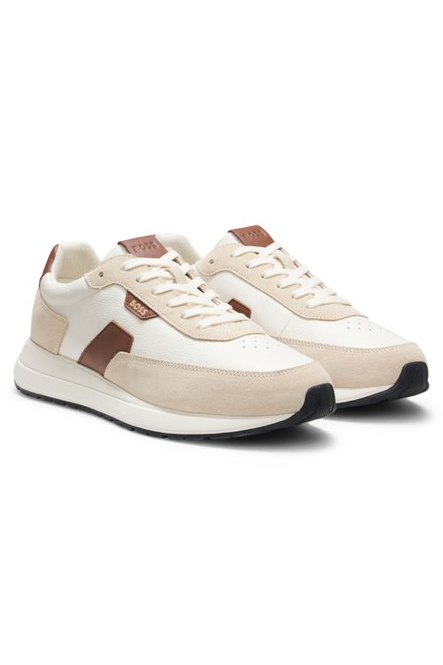 Tenis De Piel Con Detalles En Gamuza Y Monograma