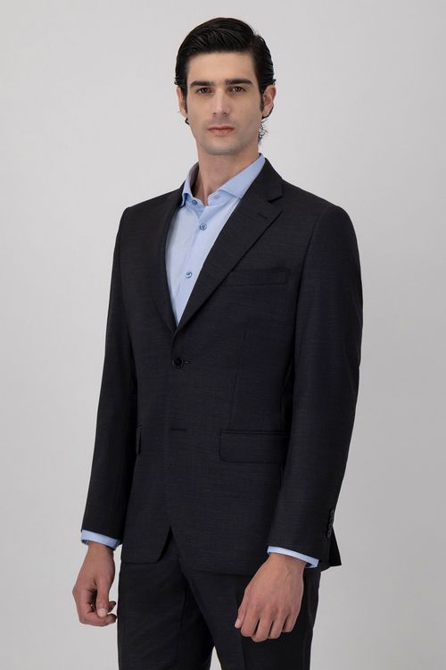 Traje De Lana Con Micro Diseño Slim Fit