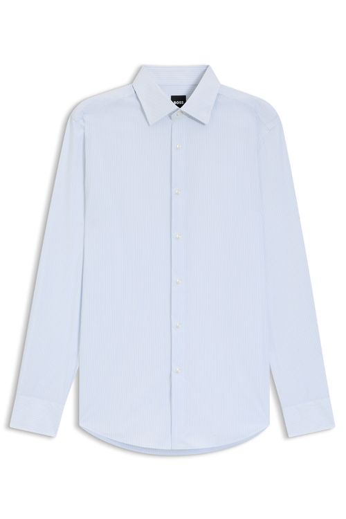 Camisa Slim Fit En Tejido Elástico Técnico A Rayas