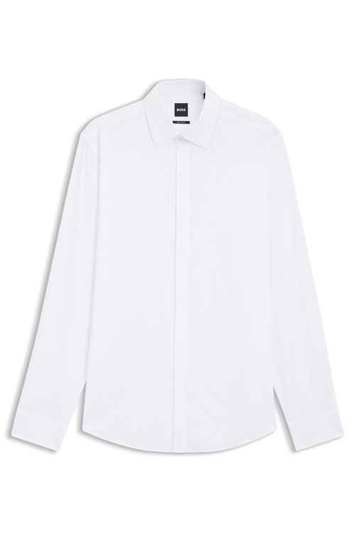 Camisa Regular Fit De Algodón Italiano Con Monograma En Jacquard